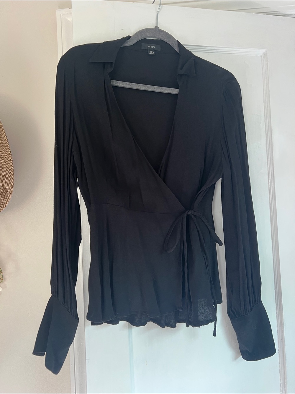 J. Crew Black Flowing Tie Wrap Blouse